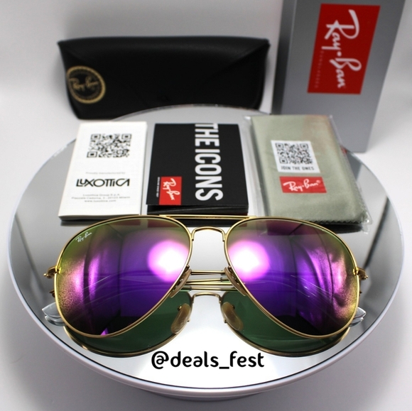 Model Display Ray-Ban Aviator Purple Mirror RB3025 main image 3